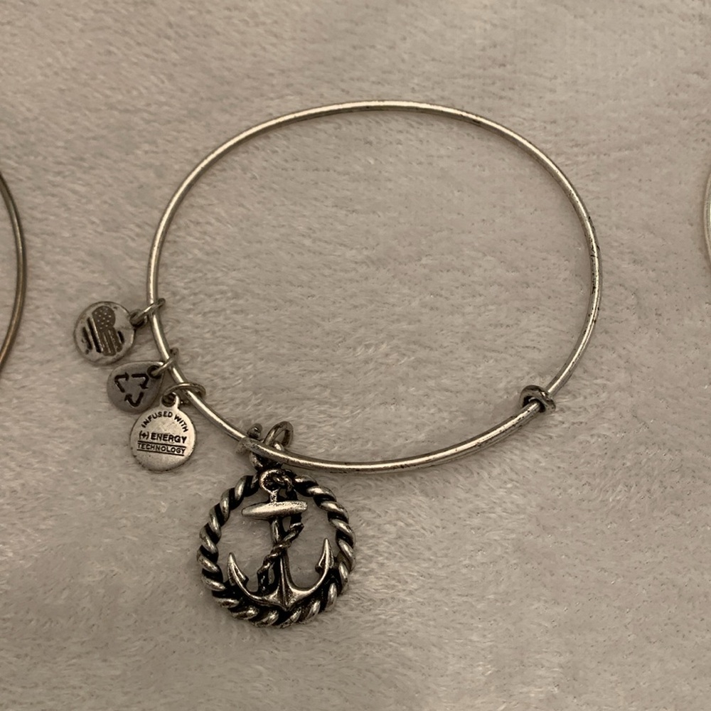 Alex and Ani Silver bracelets. Charm with initial D is not Alex and Ani. - Picture 3 of 4